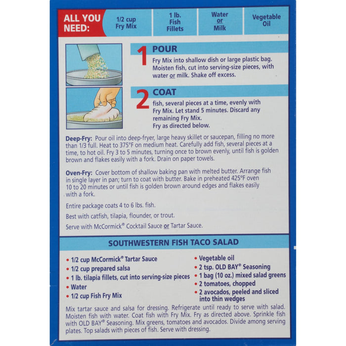 ['Instructions for preparing McCormick Southwestern Fish Taco Salad with Old Bay seasoning.']