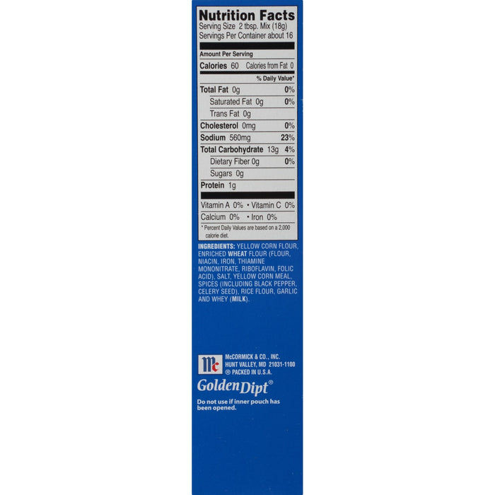 ['Nutrition facts and ingredients for McCormick Golden Dipt.']