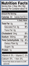 ['Nutrition facts label for a food product.']