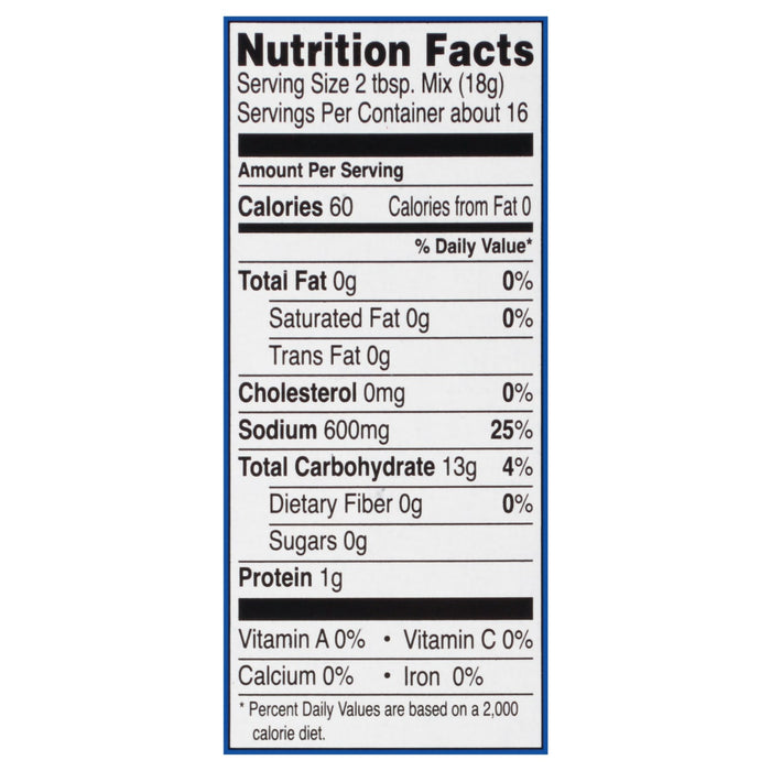 ['Nutrition facts label for a food product.']