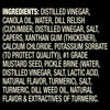 ['A list of ingredients for a dill pickle relish product.']