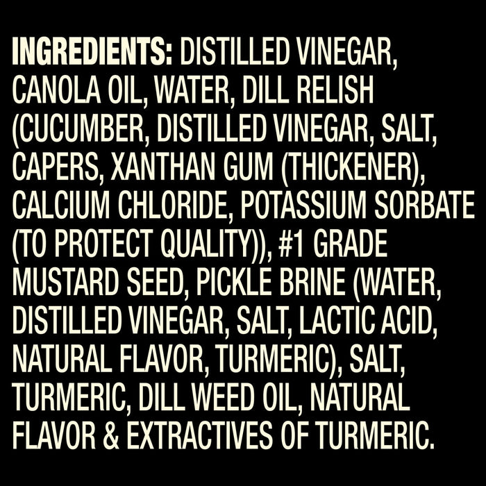 ['A list of ingredients for a dill pickle relish product.']