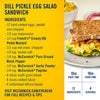 This image shows a Dill Pickle Egg Salad Sandwich recipe with McCormick and French's ingredients, including preparation and cook time, number of ingredients, and servings.