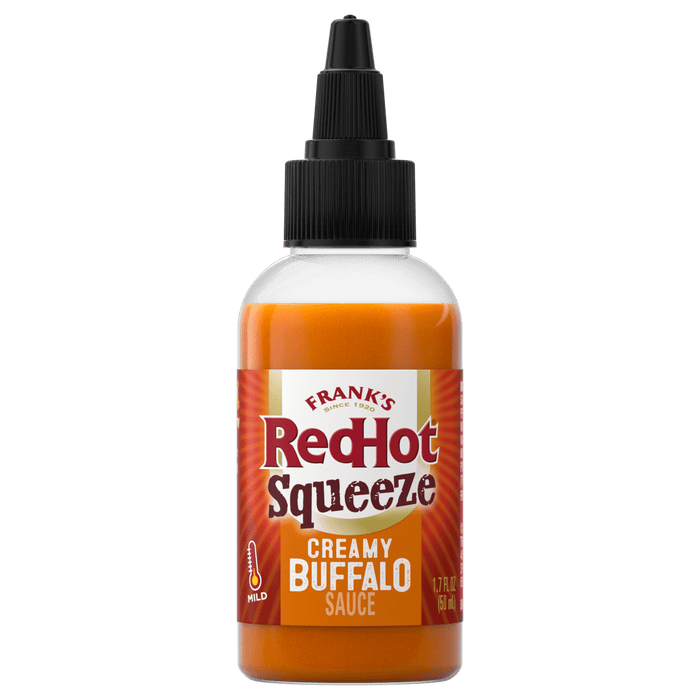 ["This is a bottle of Frank's RedHot Squeeze Creamy Buffalo Sauce."]