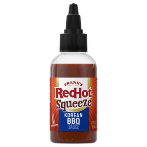 A bottle of Frank's RedHot Squeeze Korean BBQ Sauce.