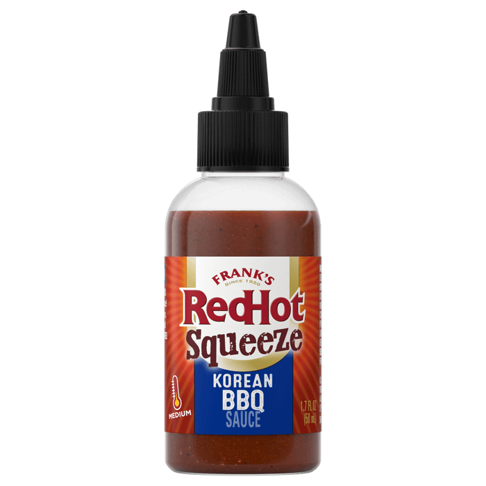 A bottle of Frank's RedHot Squeeze Korean BBQ Sauce.