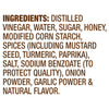 A list of ingredients for a product including vinegar water sugar honey modified corn starch spices salt sodium benzoate onion powder garlic powder and natural flavor.