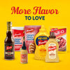 This image features a variety of French's products, including Worcestershire sauce, crispy fried onions, maple mustard, classic yellow mustard, spicy brown mustard, and chili-O seasoning mix, under the text "More Flavor to Love."