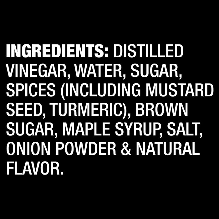 ['A list of ingredients for a product, including vinegar, water, sugar, spices, and natural flavor.']
