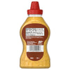 The back of a Frenchs Brown Spicy Brown Mustard 12 Oz bottle shows its nutrition facts, ingredients, and company details