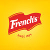 The iconic French's logo, belonging to products such as Frenchs Dill Pickle Sandwich Spread Regular Inverted Squeeze Bottle Rp 12 Oz, features the brand name in white script on a red, waving banner set against a vibrant yellow background.
