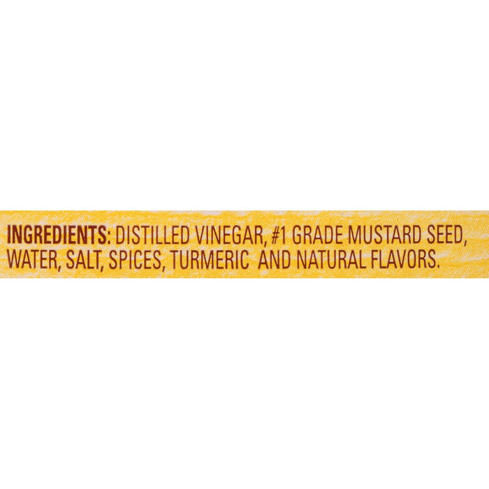 Ingredients for the mustard include distilled vinegar #1 grade mustard seed water salt spices turmeric and natural flavors.