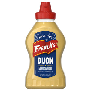 A bottle of French's Dijon Mustard made with Chardonnay.