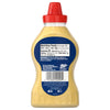 A back view of a Frenchs Beige Dijon Chardonnay Mustard 12 Oz bottle, featuring its nutrition facts, ingredients, and a prominent 'Gluten Free' label.