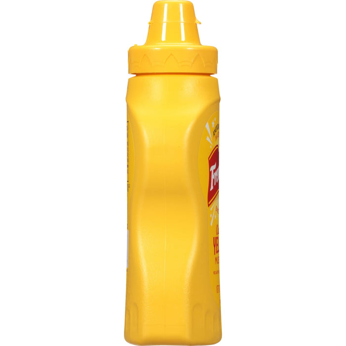 ["A yellow plastic bottle of French's Classic Yellow Mustard."]