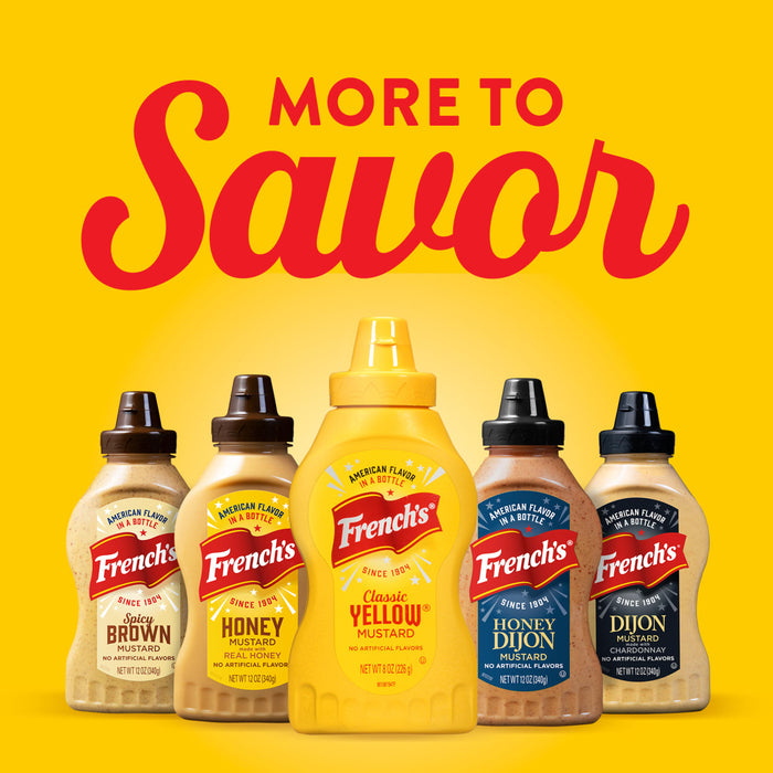 ["French's mustard bottles in different flavors."]