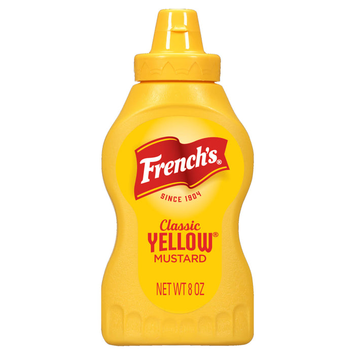 ["A bottle of French's Classic Yellow Mustard."]