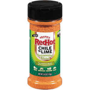 A container of Frank's RedHot Chile 'n Lime seasoning.