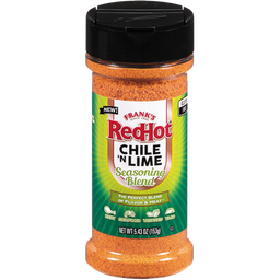 A container of Frank's RedHot Chile 'n Lime seasoning.