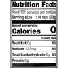 ['Nutrition facts label for a product with 0 calories per serving.']