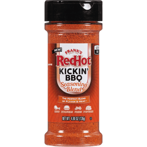 This is a bottle of Frank's RedHot Kickin' BBQ Seasoning Blend.