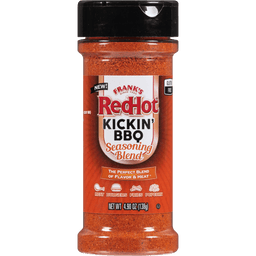 This is a bottle of Frank's RedHot Kickin' BBQ Seasoning Blend.