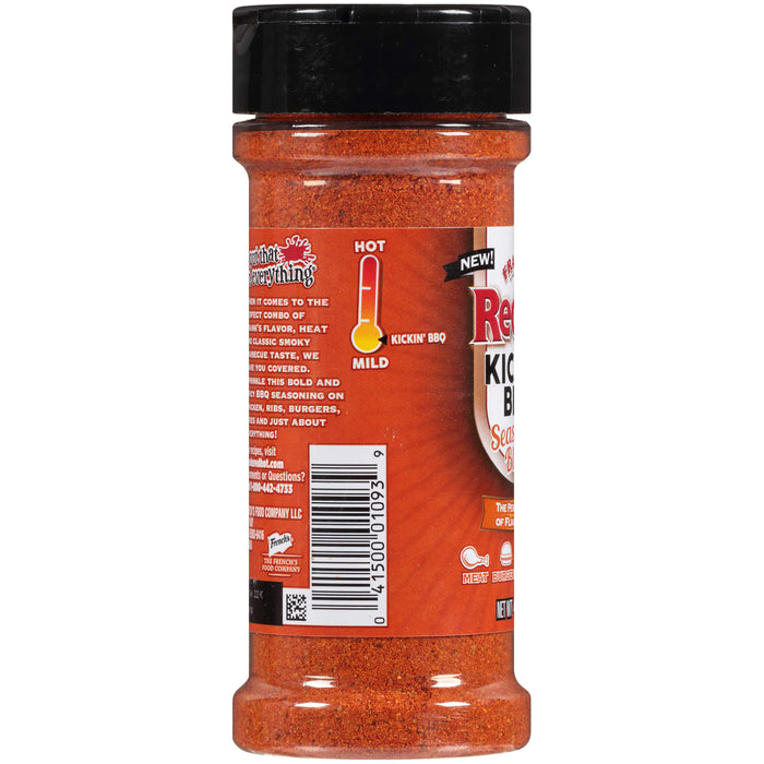 ["A bottle of French's RedHot Kickin' BBQ Seasoning."]