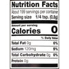 ['Nutrition facts label for a product with 0 calories per serving.']