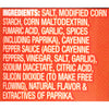 ['A list of ingredients for a product, including salt, corn starch, corn maltodextrin, and spices.']
