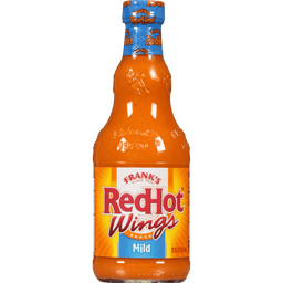 ["A bottle of Frank's RedHot Wings Sauce, Mild."]