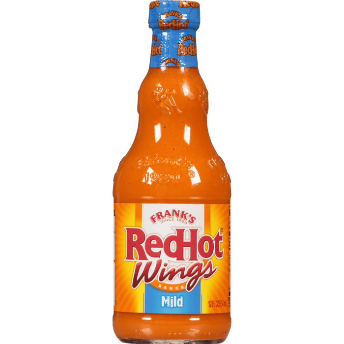 ["A bottle of Frank's RedHot Wings Sauce, Mild."]