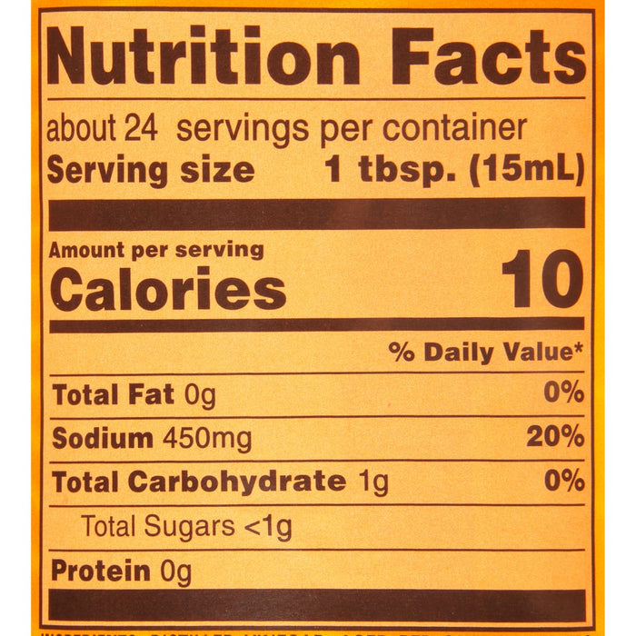 ['Nutrition facts label for a product with 10 calories per serving.']