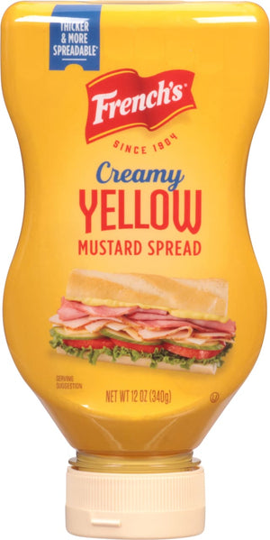 A bottle of Frenchs Creamy Yellow Mustard Spread.