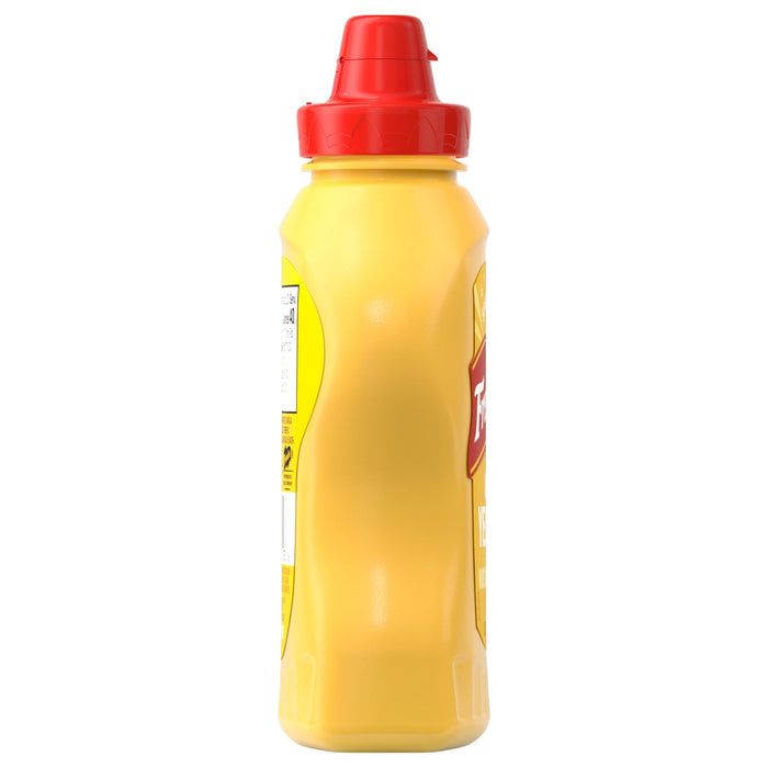 A yellow squeeze bottle of French'S Creamy Yellow Mustard 12 Oz with a red flip-top cap stands upright against a white background.