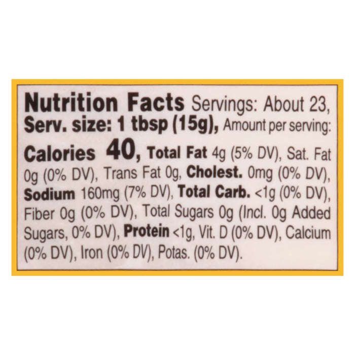 Nutrition facts label for a product with 40 calories per serving.