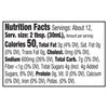 The nutrition facts label for Franks Red Hot Regular Wing Hot Sauce Hot 12 Oz indicates that a 2-tablespoon serving contains 50 calories and 600mg of sodium.