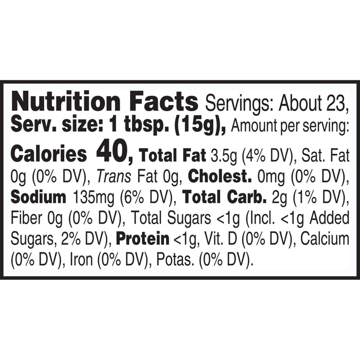 ['Nutrition facts label for a product with 40 calories per serving.']