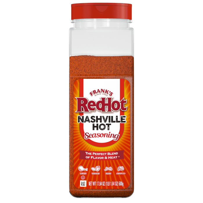 ["A container of Frank's RedHot Nashville Hot Seasoning."]