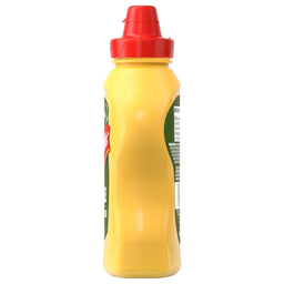 A Frenchs Dill Pickle Sandwich Spread Regular Inverted Squeeze Bottle Rp 12 Oz stands upright on its beige cap, showcasing its green label.