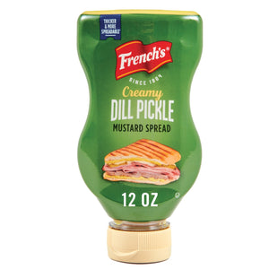 A bottle of French's Creamy Dill Pickle Mustard Spread.