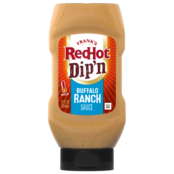 ["A bottle of Frank's RedHot Dip'n Buffalo Ranch Sauce."]