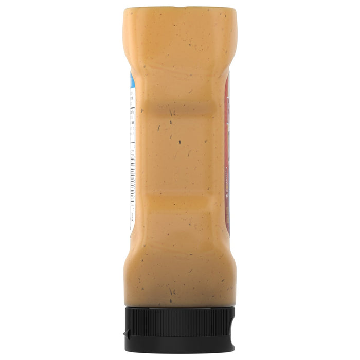 ['A bottle of Kraft Thousand Island Dressing is displayed.']