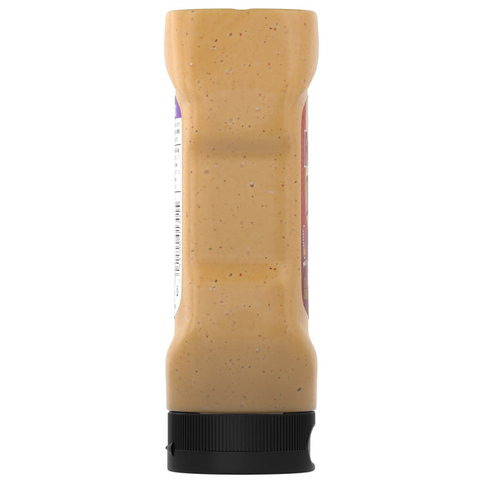 ['A bottle of Kraft Creamy Chipotle Sauce is shown from a straight-on perspective.']