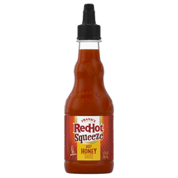 ["A bottle of Frank's RedHot Squeeze Hot Honey Sauce is displayed."]