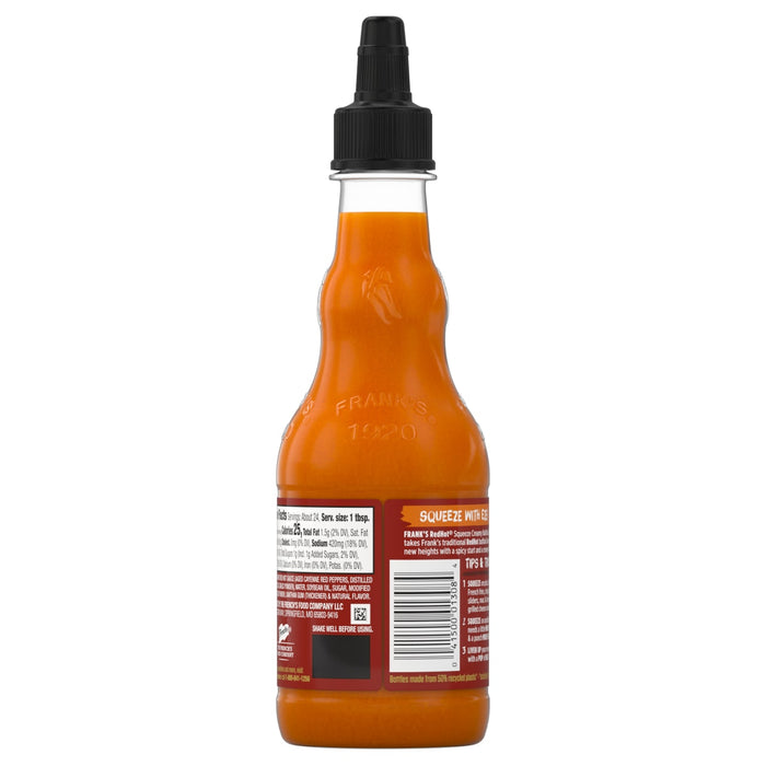 ["A bottle of Frank's RedHot Squeeze Creamy Buffalo sauce."]