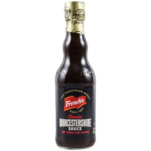 A bottle of French's Classic Worcestershire Sauce.