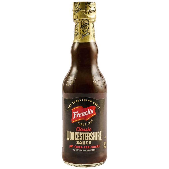 A bottle of French's Classic Worcestershire Sauce.