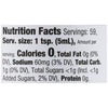 This is a nutrition facts label showing that one teaspoon serving contains 0 calories, 0g of total fat, 60mg of sodium, 1g of total carbohydrates, less than 1g of total sugars, and 0g of protein.
