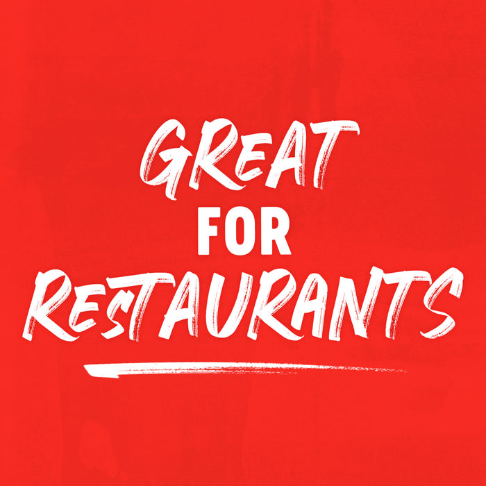 White text on a red background reads 'Great for Restaurants.'