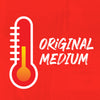 The Original Medium logo features a thermometer with a yellow-orange bulb against a red background.
